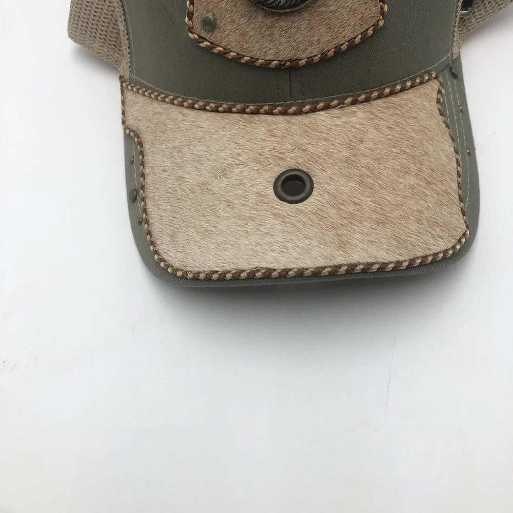 Somher Only Baseball Hat Womens Snap Back Cowhide Brim Used Green Brown Preowned